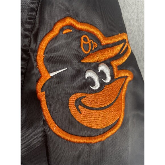 VTG 90s Baltimore Orioles Satin Bomber Varsity Jacket Mens Small Black MLB - Picture 4 of 16